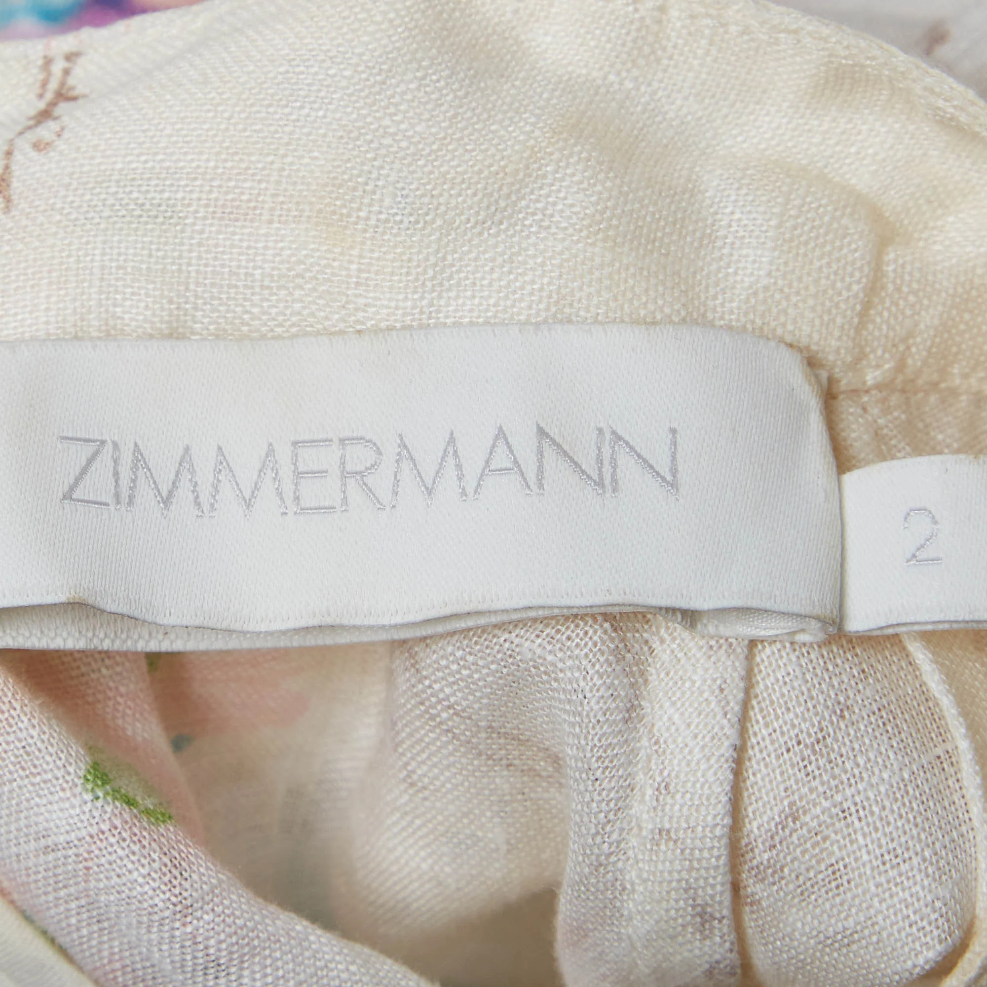 Zimmermann Cream Floral Print Lace Trim Jude Swing Dress - Image 5