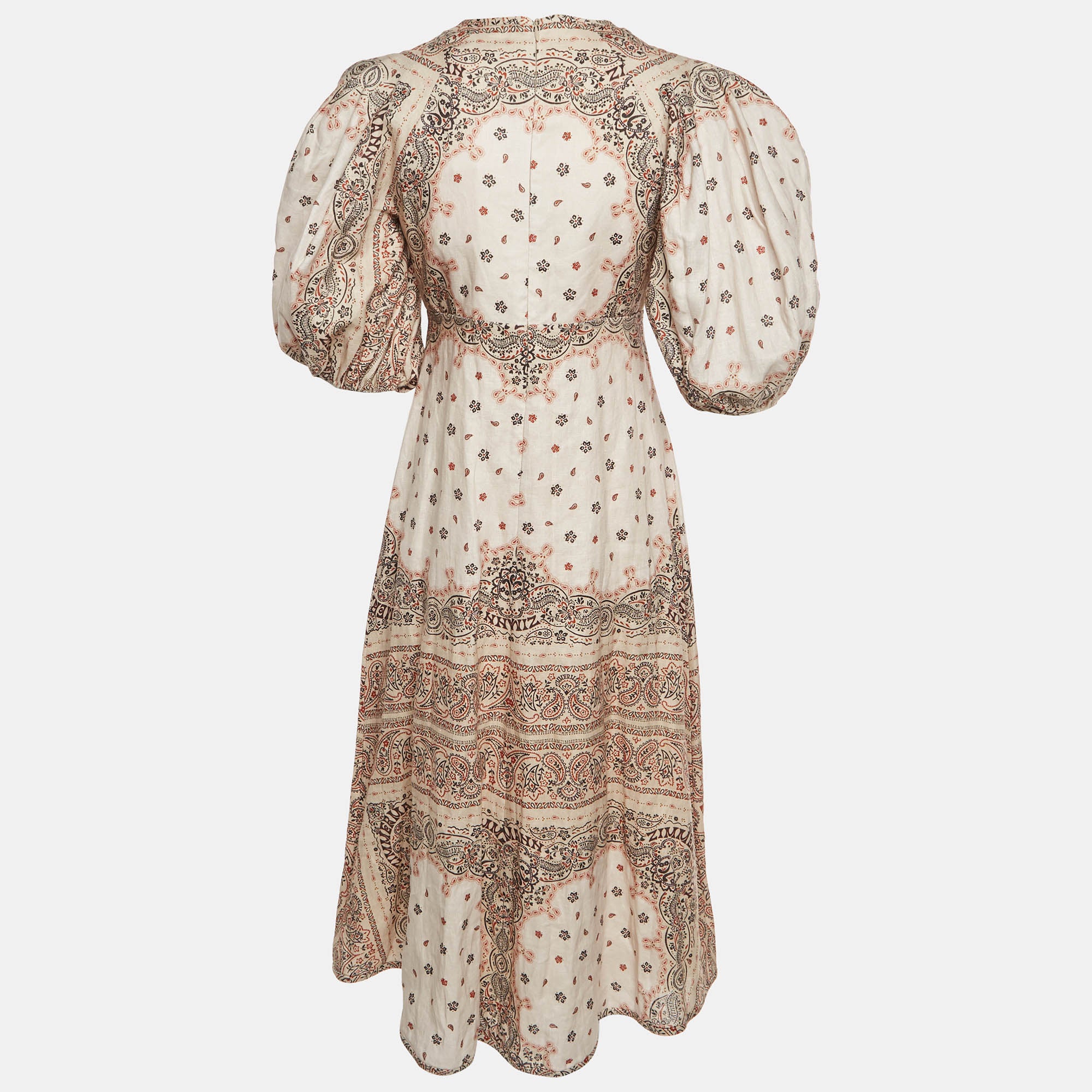 Zimmermann Cream Paisley Print Linen Day Mini Dress - Image 3