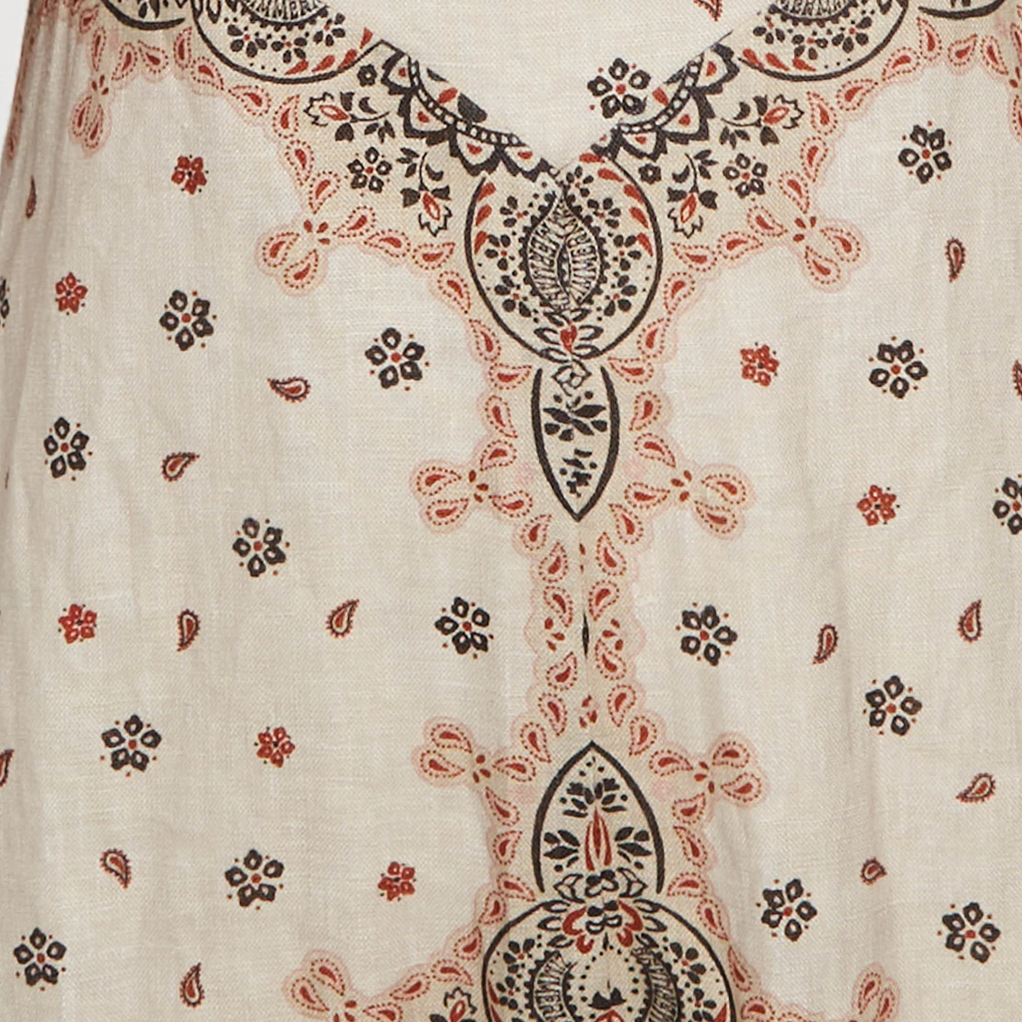 Zimmermann Cream Paisley Print Linen Day Mini Dress - Image 4