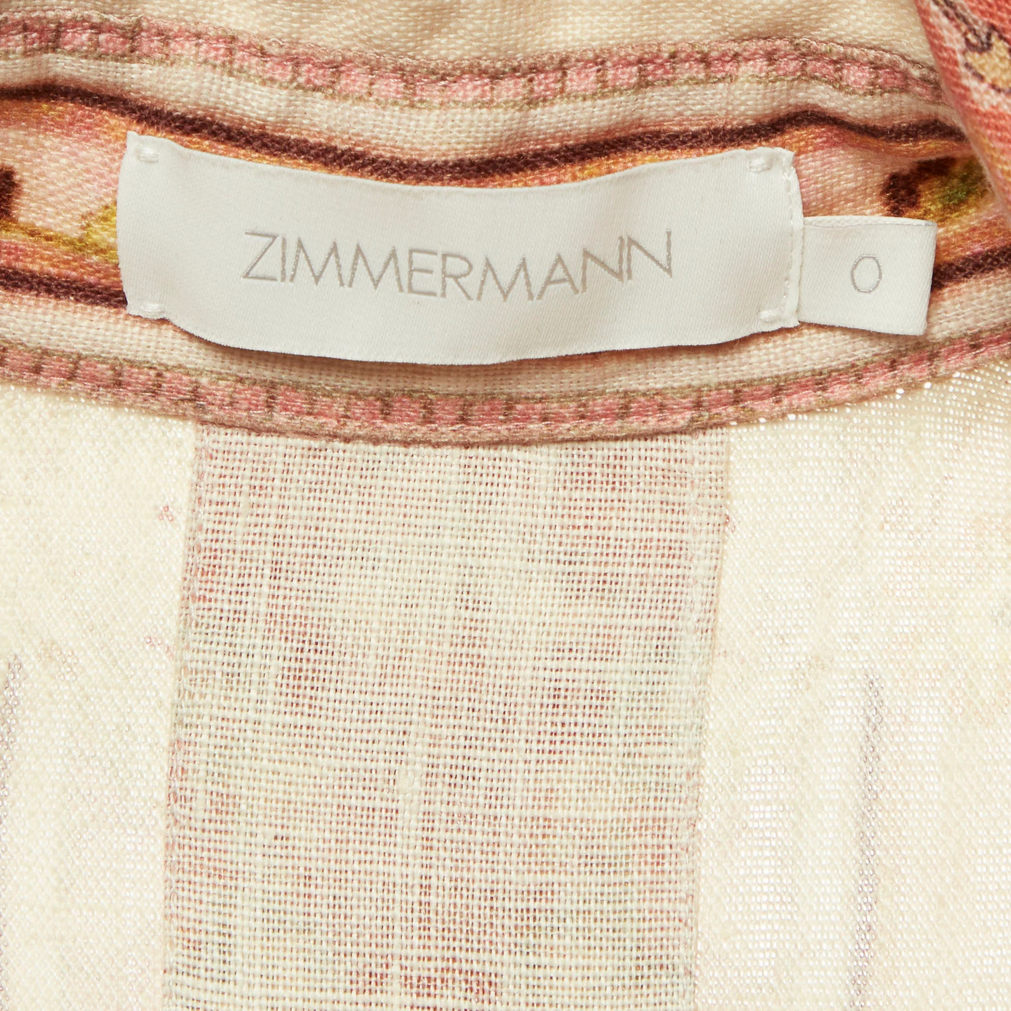 Zimmermann Pink Floral Print Linen Willy Midi Dress - Image 5