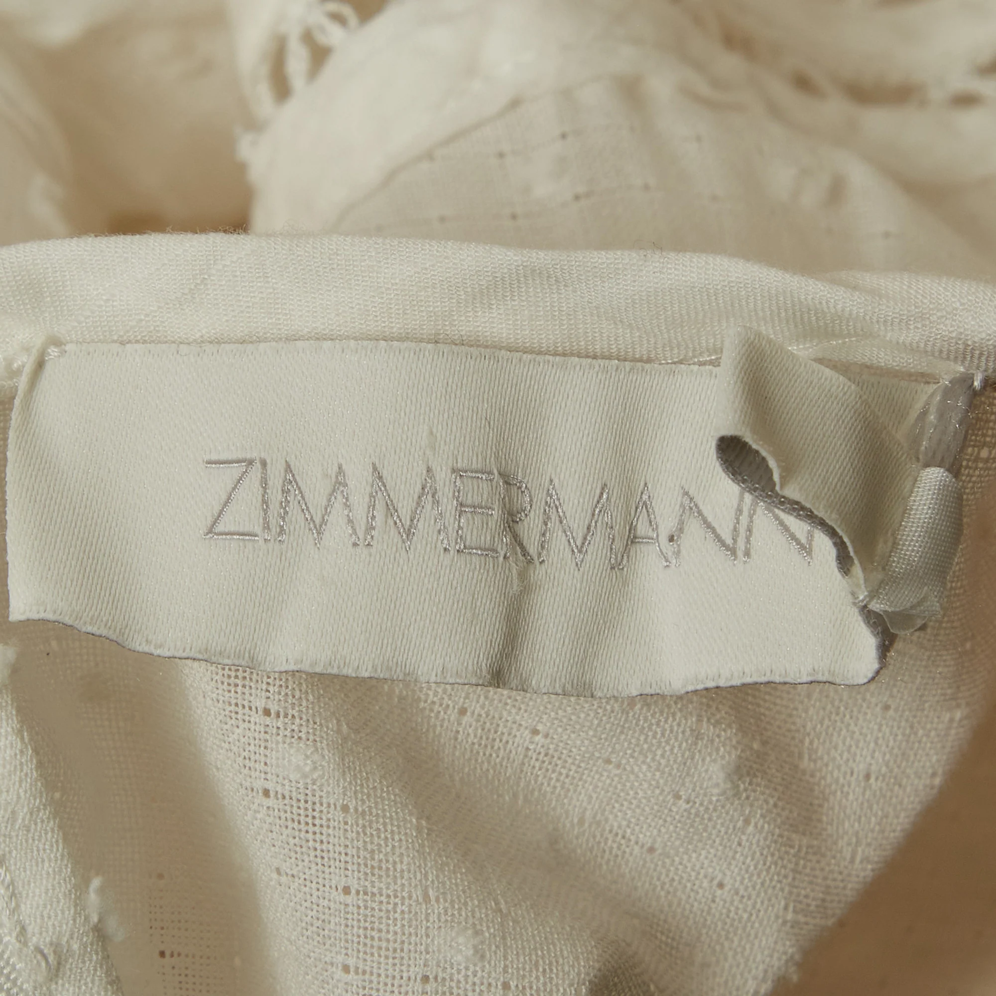 Zimmermann White Cotton & Lace Ruffled Mini Dress - Image 5