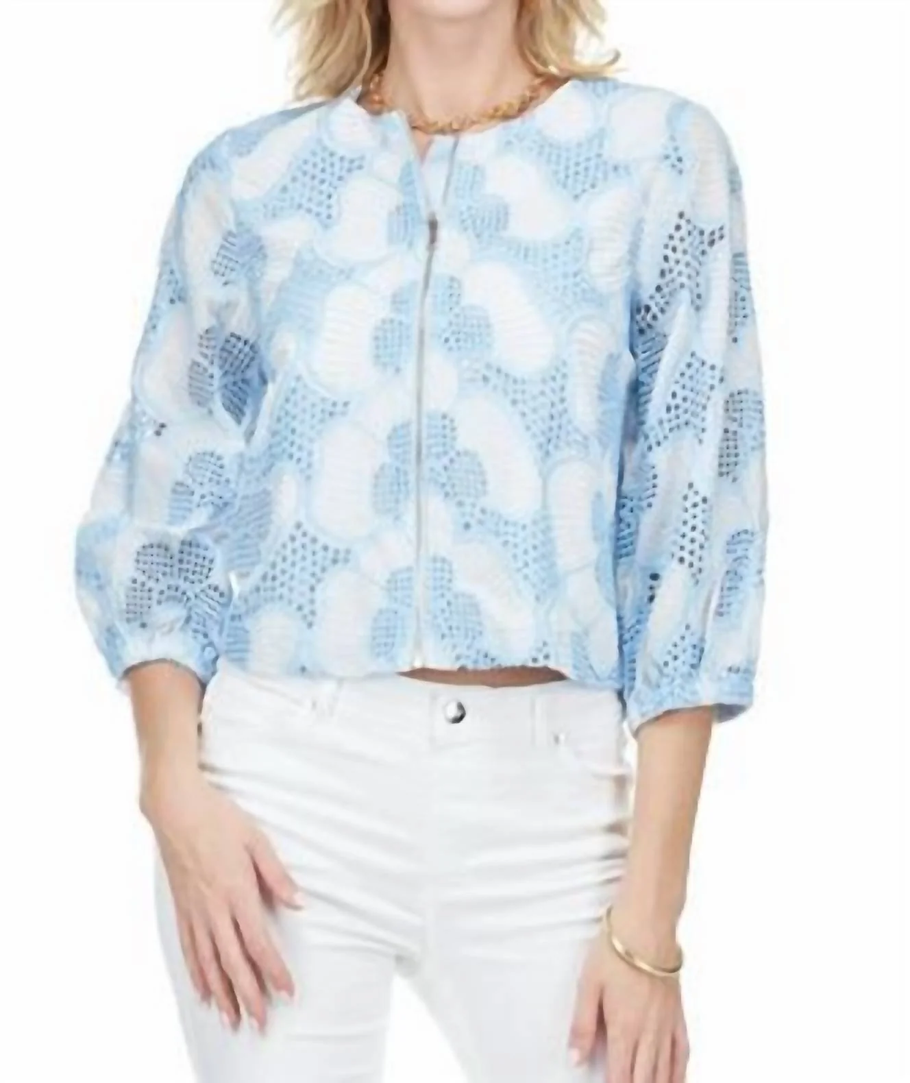 Zip Front Jacket In Blue