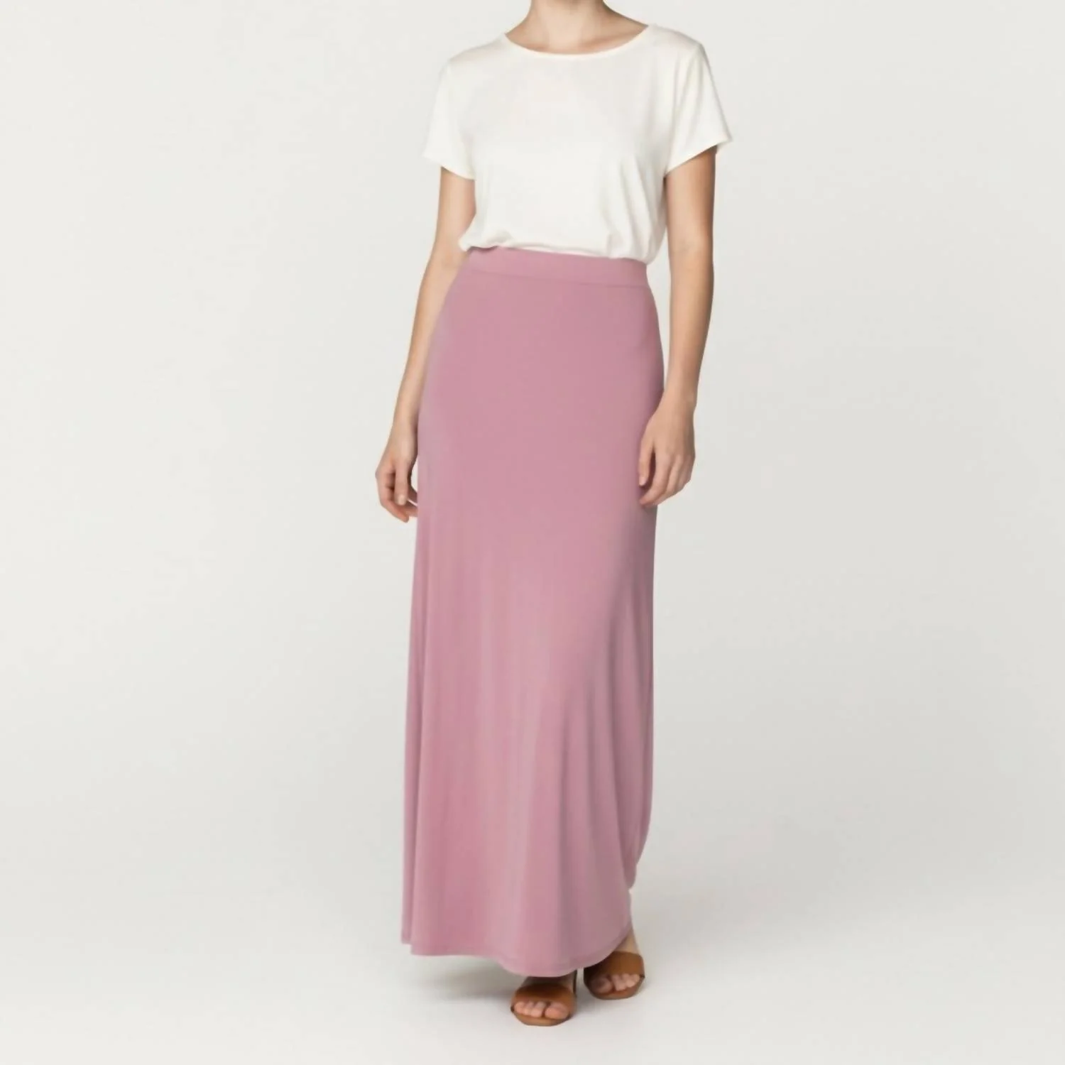 Zip Up Maxi Skirt In Pink