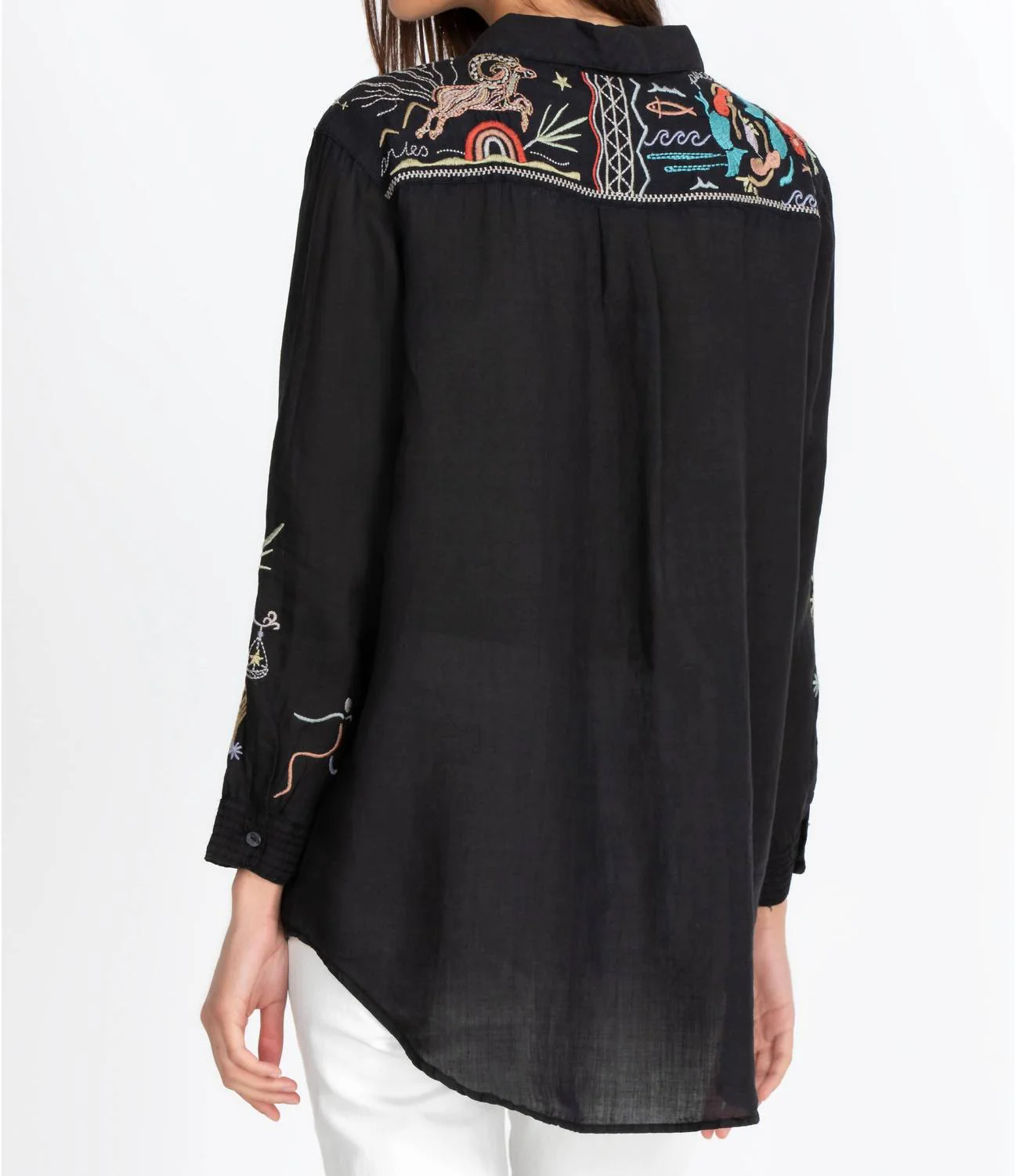Zodiac Oversized Shirt Tunic Top In Black - Image 3