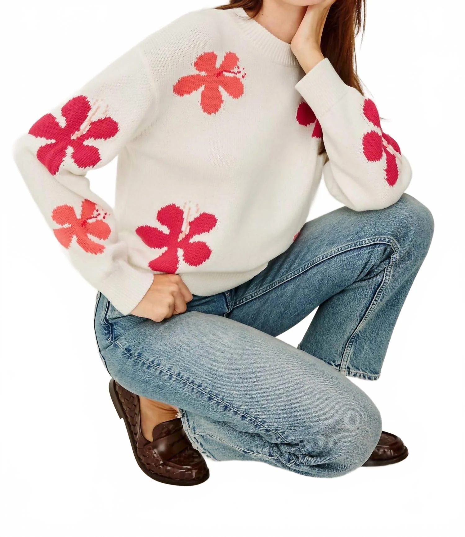 Zoey Crew Neck Sweater In White - Image 3