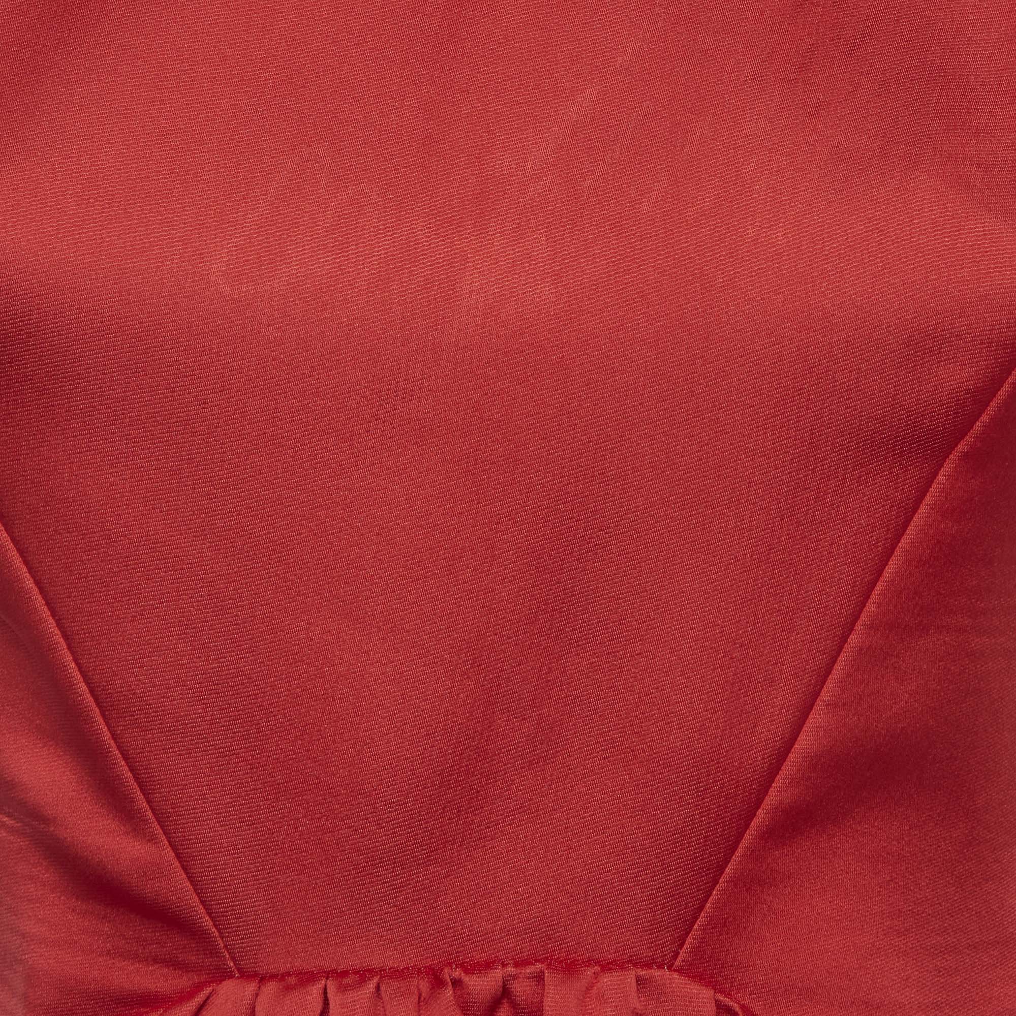 Zuhair Murad Red Satin Flared Mini Dress - Image 4